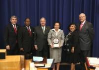 Los Angeles Board Of Supervisors presents plaque to Congen De La Vega